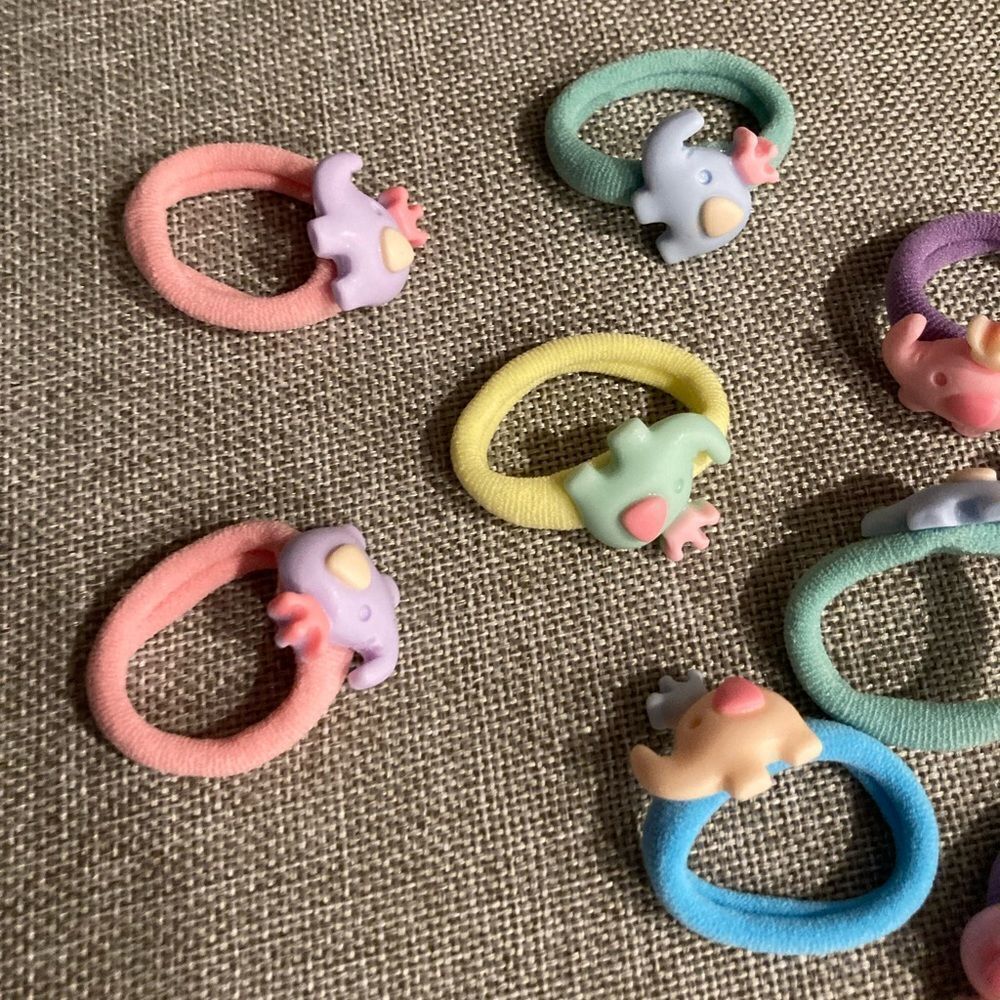10 Multicolor Elephant Hair Ties - Picture 5 of 8